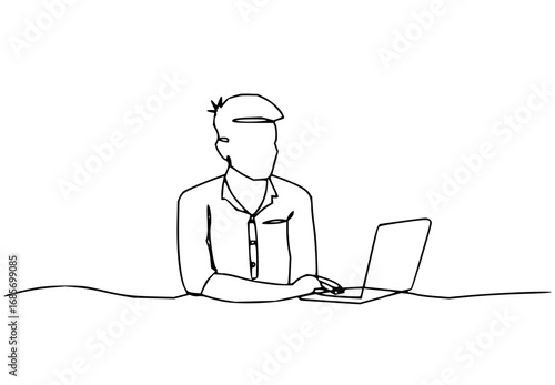 Focused professional typing on laptop, conveying dedication and modern work.