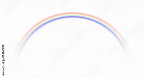 Soft pastel rainbow gently arches across white background showcasing subtle light diffusion. AI Generated