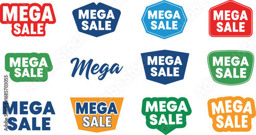 Mega Sale Badge Vector Set with Bold Typography

