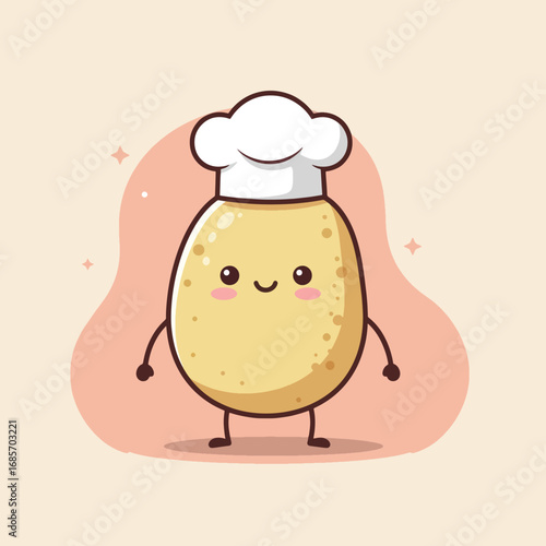 A cute potato wearing a chefs hat