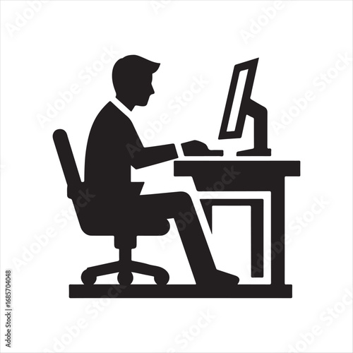 working at desk vector silhouette art logo design illustration idea collections.