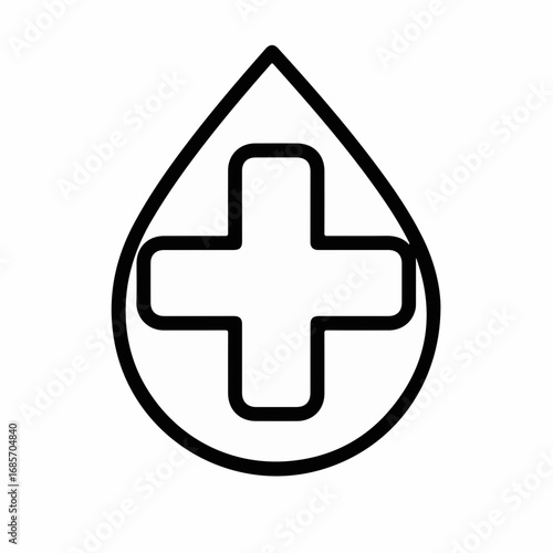 Icon representing blood donation and medical care, a symbol of health and giving life, perfect for healthcare campaigns