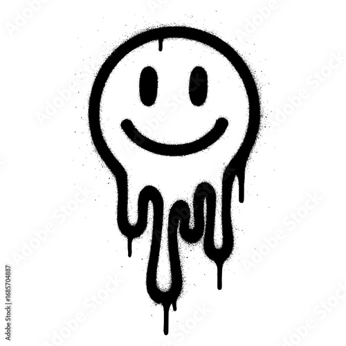 Dripping smiley face graphic art with a vibrant, edgy street style for modern designs