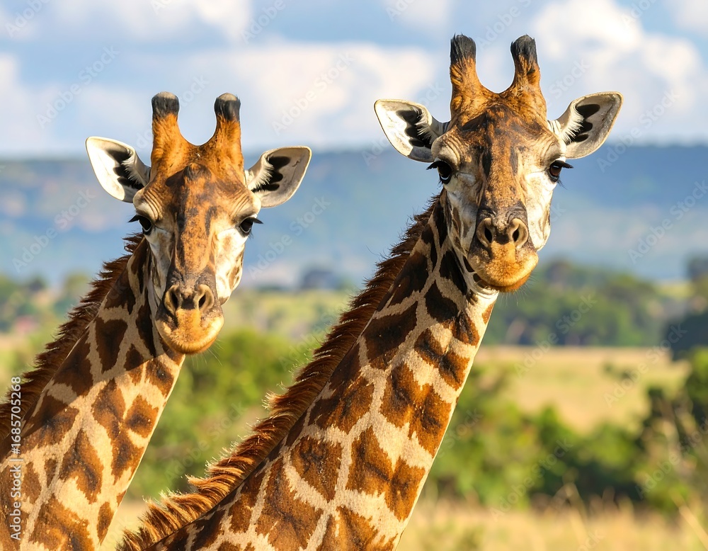 Fototapeta premium Two giraffes in a savanna