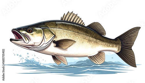 Illustration of a jumping fish