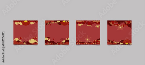 Festive Geometric Design with Floral Elements on Red Background Free Download Festive Geometric Design with Floral Elements on Red Background - GFXLoad