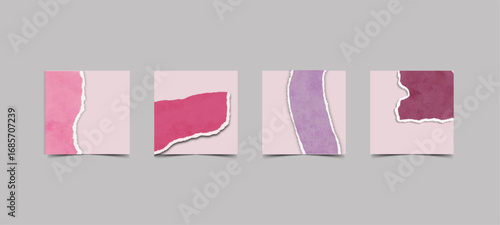 Abstract Pink & Purple Torn Paper Art Prints