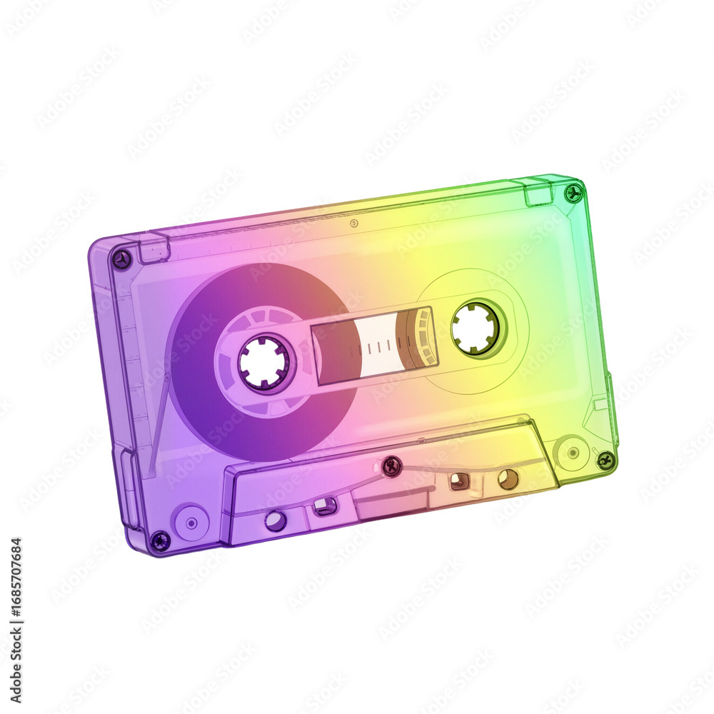 Obraz premium Retro Holographic Cassette: A Colorful Fusion of Nostalgia, Music Memories, and Modern Creative Expression