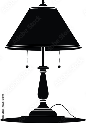 Elegant  striped table lamp with pull chain