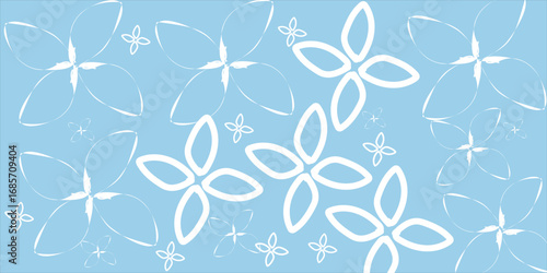 ilhouettes of identical leaf seamless pattern ector background.Seamless Botanical pattern with white leaves on a blue background. Vector illustration