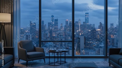 Wallpaper Mural Apartment view of city skyline at night urban living Torontodigital.ca