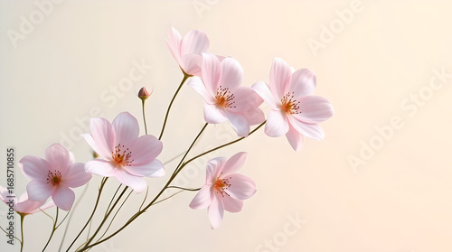 Elegant Pink Cosmos Flowers on a Soft, Minimalist, and Gentle Background