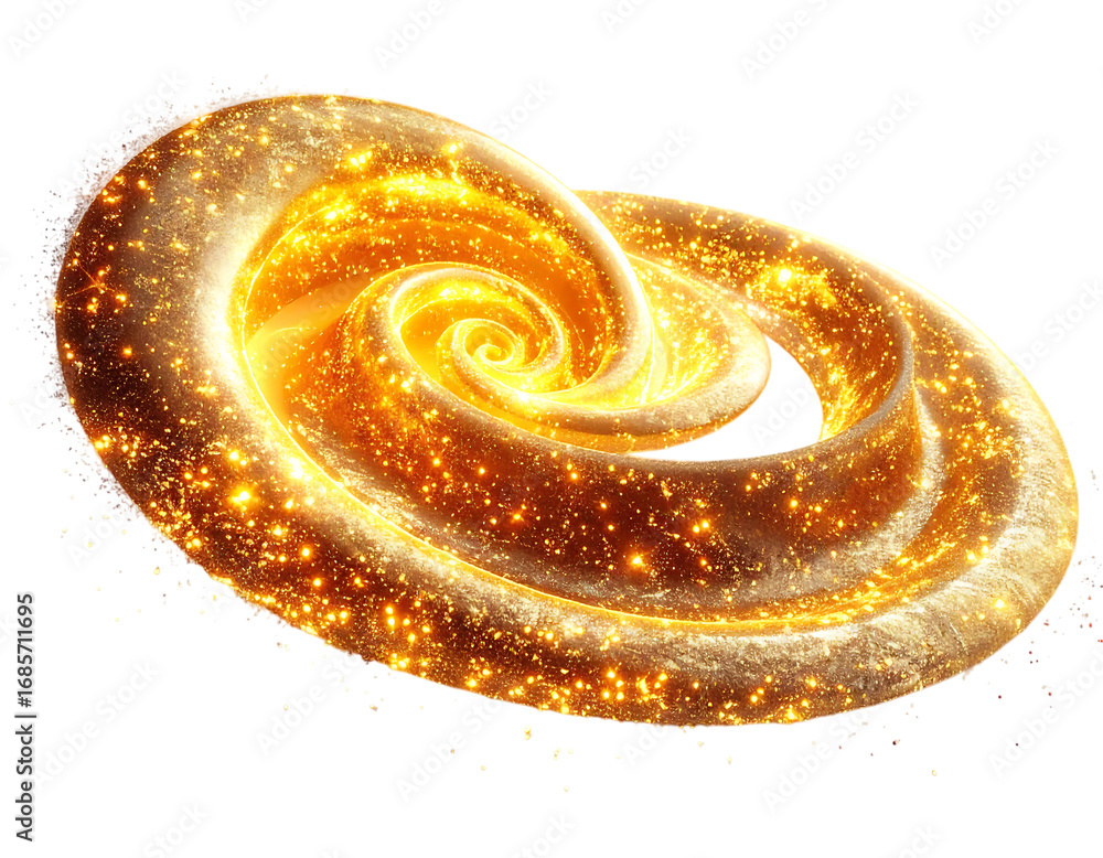 Fototapeta premium Intertwined Golden Spiral With Glittering Particles