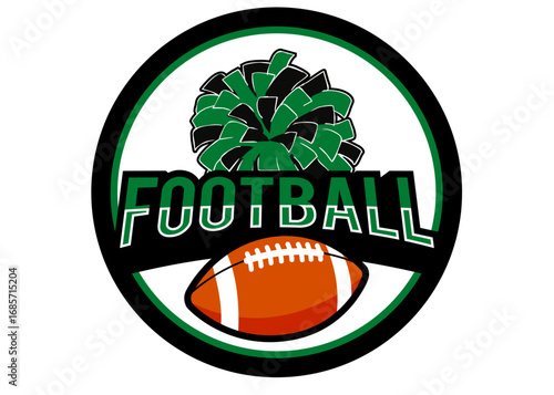 vector illustration of a football .Green and White  pom-pom. Vector cheerleading illustration.
