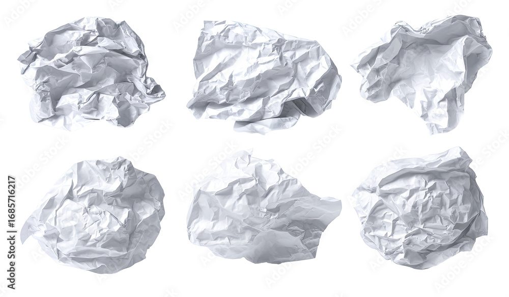 Fototapeta premium Crumpled white paper pieces
