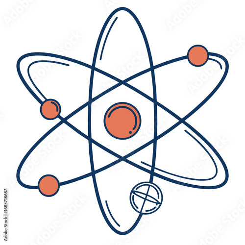 Modern atom model illustration showcasing science, research, and technological innovation