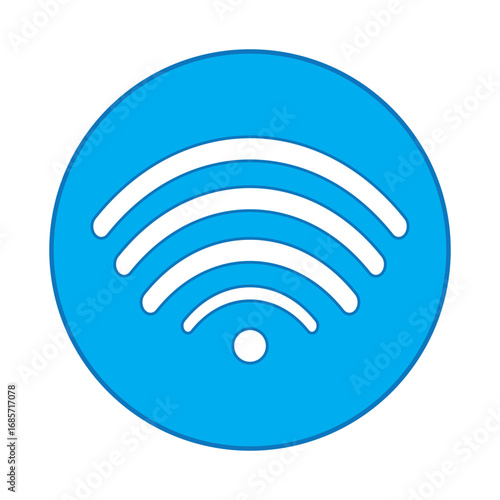 Blue wifi signal icon, flat vector with white background.