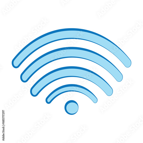 Blue wifi signal icon, flat vector with white background.