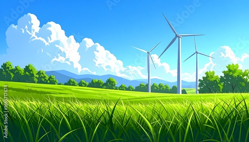 A vibrant, grassy landscape