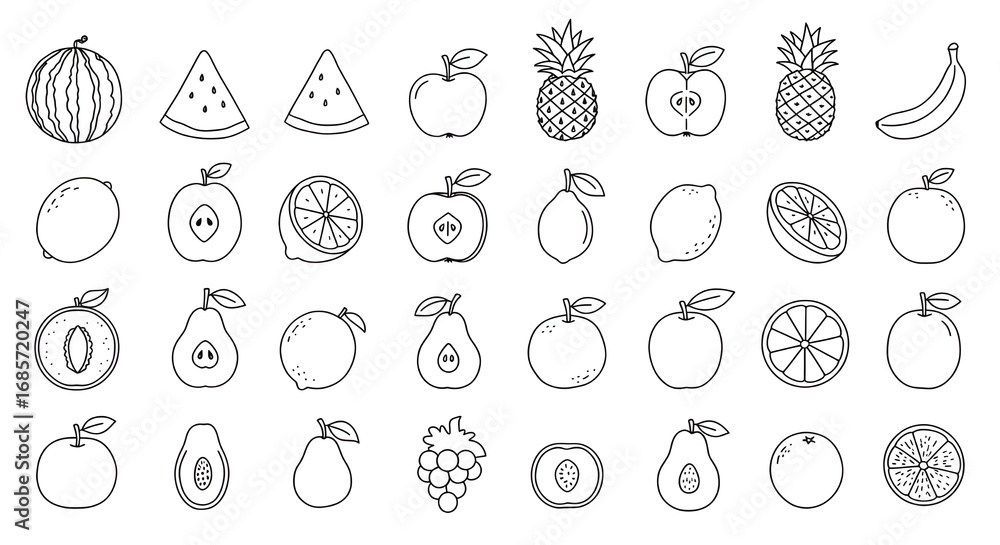 set of vector icons of fruits 