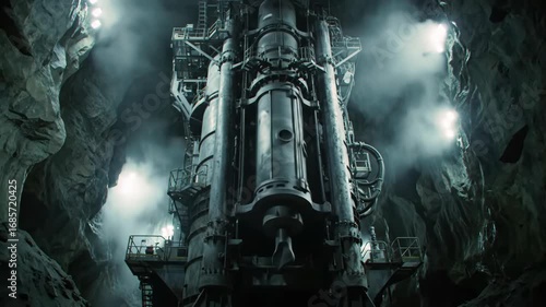 Colossal Industrial Structure Inside a Cavernous Space