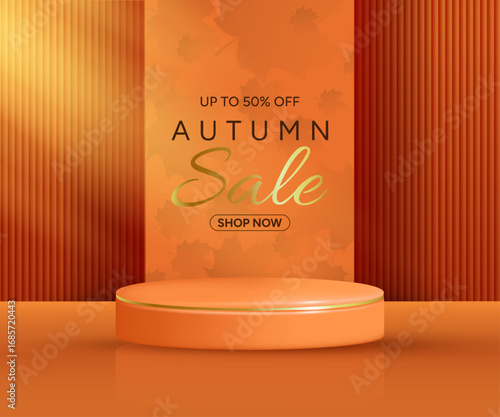 Elegant autumn background with 3D podium