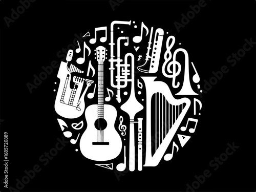 "Electric and Acoustic Guitar Silhouettes Collection"