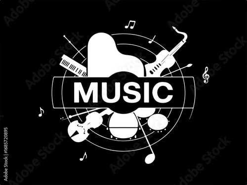"Electric and Acoustic Guitar Silhouettes Collection"