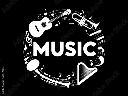 "Electric and Acoustic Guitar Silhouettes Collection"
