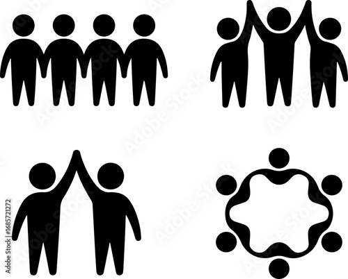 "Teamwork and Unity Icons partnership, Group,  Vector Bundle