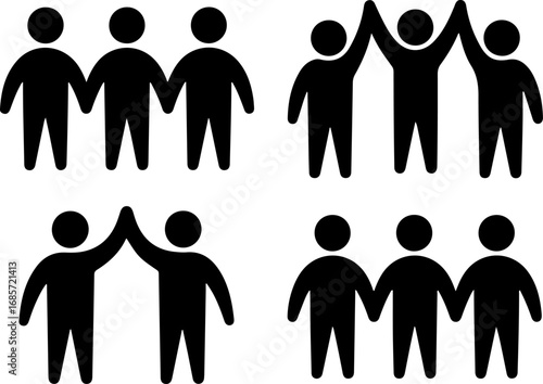 "Teamwork and Unity Icons partnership, Group,  Vector Bundle