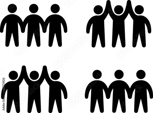 "Teamwork and Unity Icons partnership, Group,  Vector Bundle