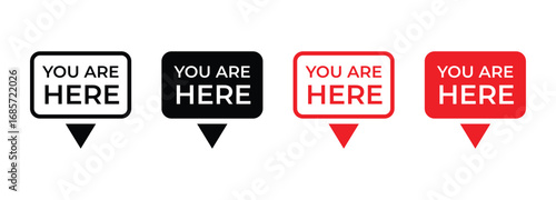 You are here location marker icon. map navigation pointer symbol vector illustration on white background.