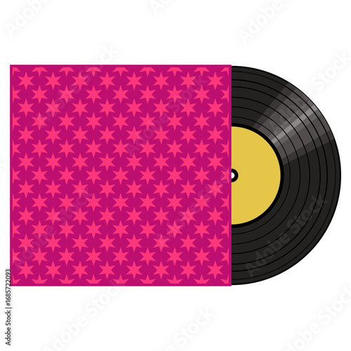 Vinyl disk retro player style illustration vector art decor design 70s, 80s, 90s music pattern	
