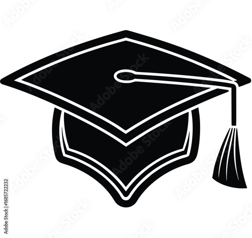 Graduation cap and diploma icon vector on white background