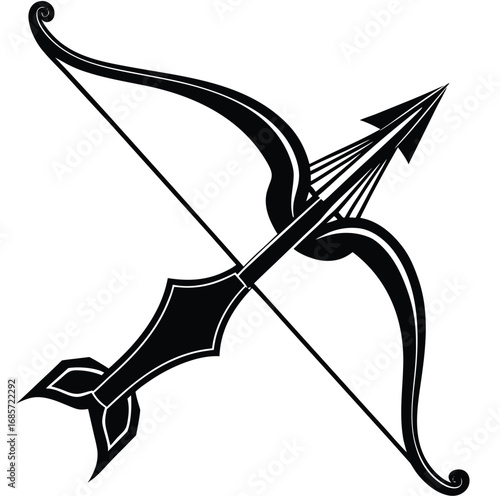 Bow and arrow vector illustration with a set of arrows