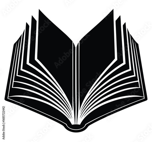 Open book vector illustration with pages and bookmark isolated on white background
