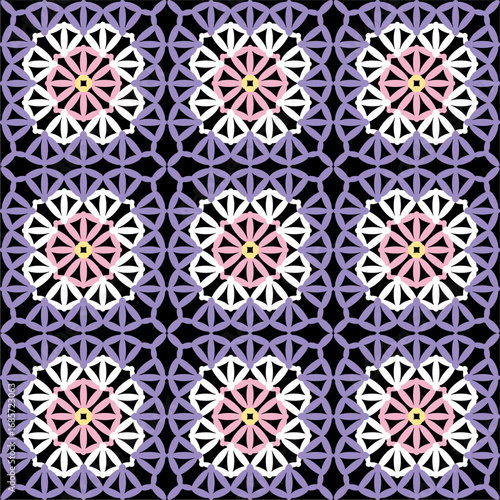 Pattern with crochet granny square wallpaper handmade decorative art design print	
