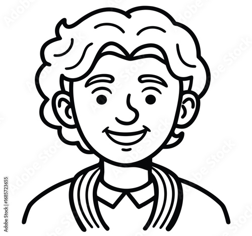 Funny cartoon face vector illustration of a smiling character