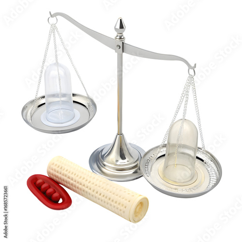 Precision Measurement: Balance Scale, Weights, and Calibration Tool on transparent background