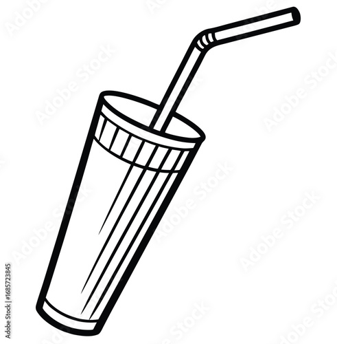 A refreshing glass of red juice with a straw, an isolated vector illustration of a cold beverage
