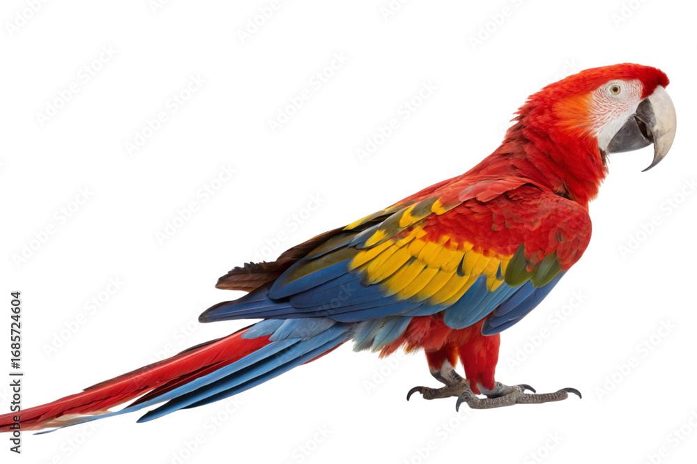 Fototapeta premium Scarlet macaw parrot isolated on transparent background