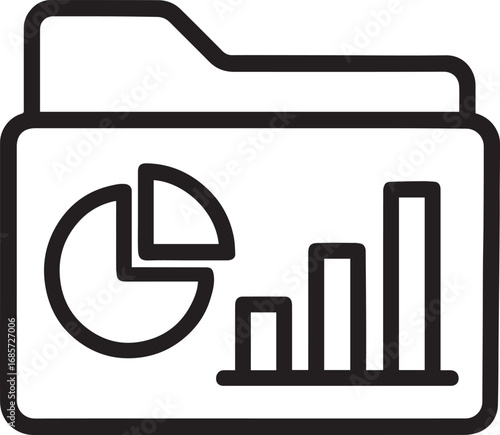 Investment portfolio folder with graphs vector line icon