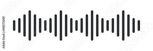 Sound wave icon symbol representing audio signal, voice recording, music frequency, podcast, broadcasting, sound effect, digital waveform, and communication technology concept