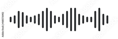 Sound wave icon symbol representing audio signal, voice recording, music frequency, podcast, broadcasting, sound effect, digital waveform, and communication technology concept