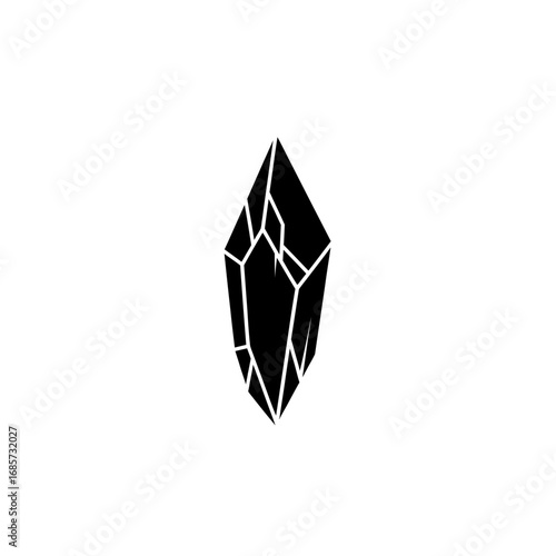 Black crystal geometric sharp edges detailed.