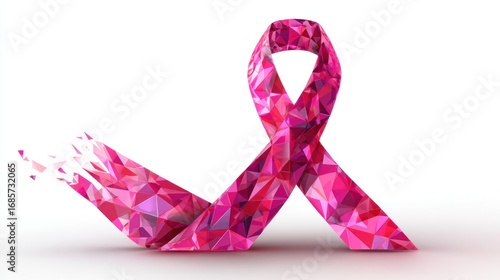 Pink ribbon, low-poly design