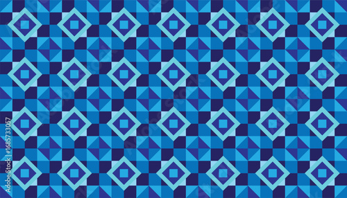 Abstract geometric background in shades of blue with diamond-shaped symmetry
