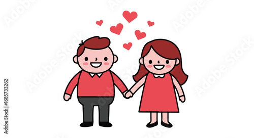 Cartoon couple holding hands