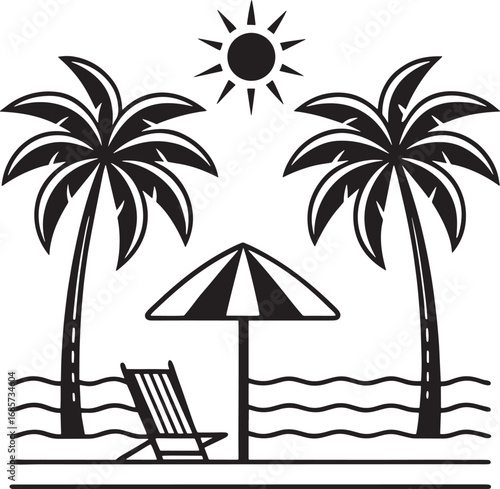 Exotic Island Concept Hand-Drawn Palm Tree Set
